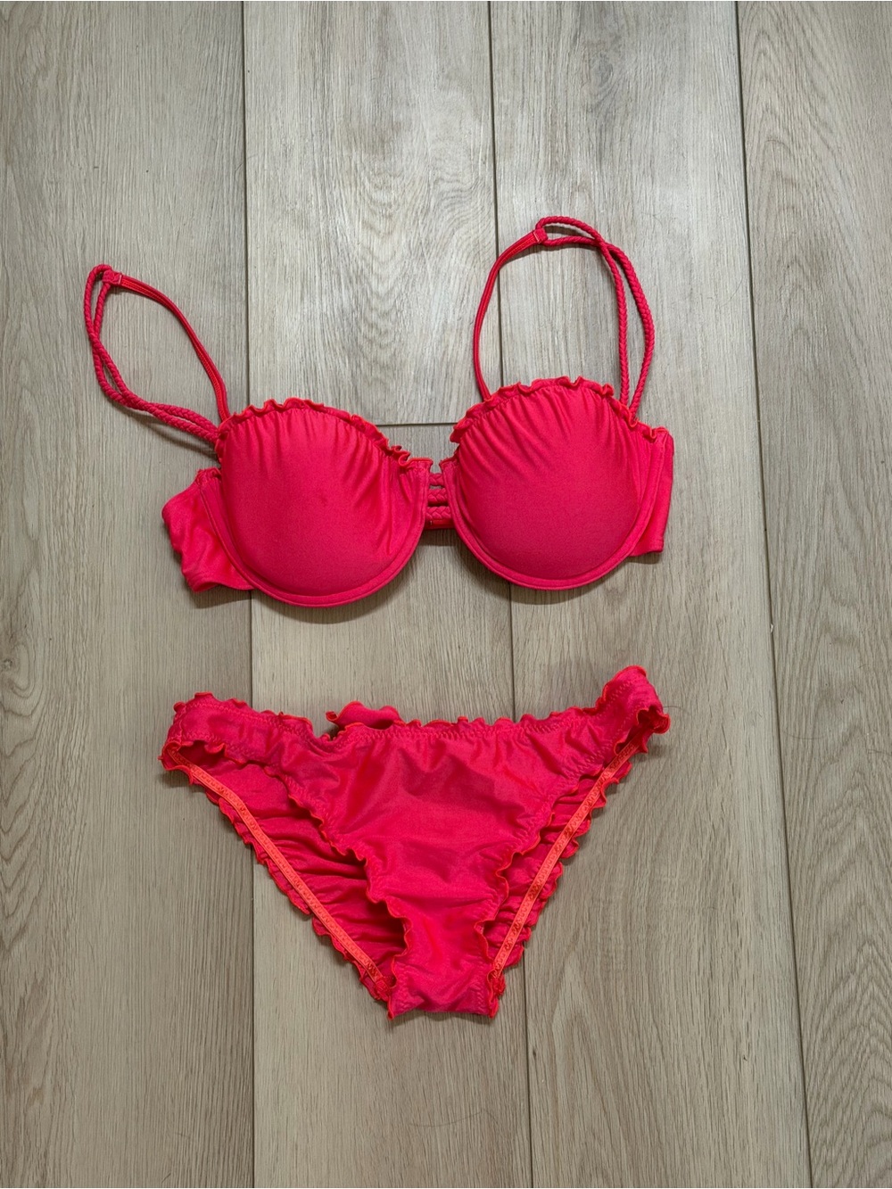 Ruffled Hot Pink Bikini Set